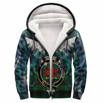 Primrose Tartan Crest Sherpa Hoodie New Zealand Maori Korowai Cloak
