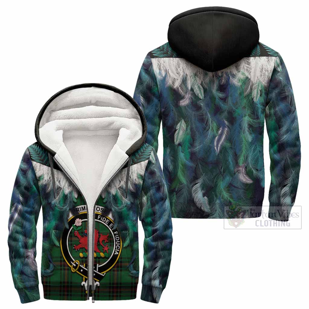 Primrose Tartan Crest Sherpa Hoodie New Zealand Maori Korowai Cloak