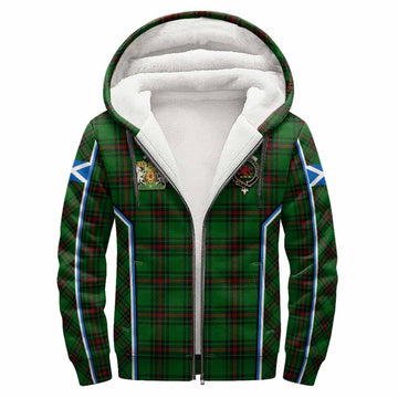 Primrose Tartan Crest Sherpa Hoodie Scotland Coat of Arm Flag Style