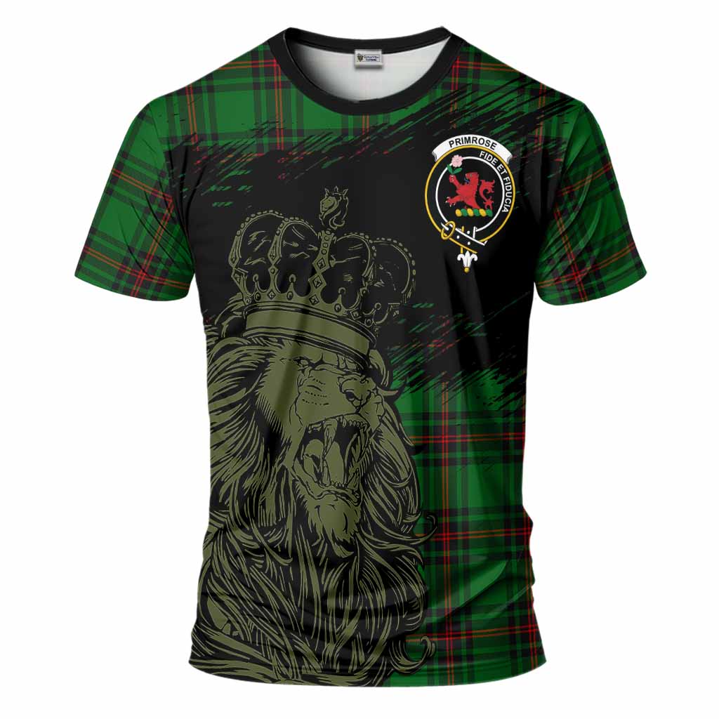 Primrose Tartan Crest T-Shirt Crowned Lion Heritage Style