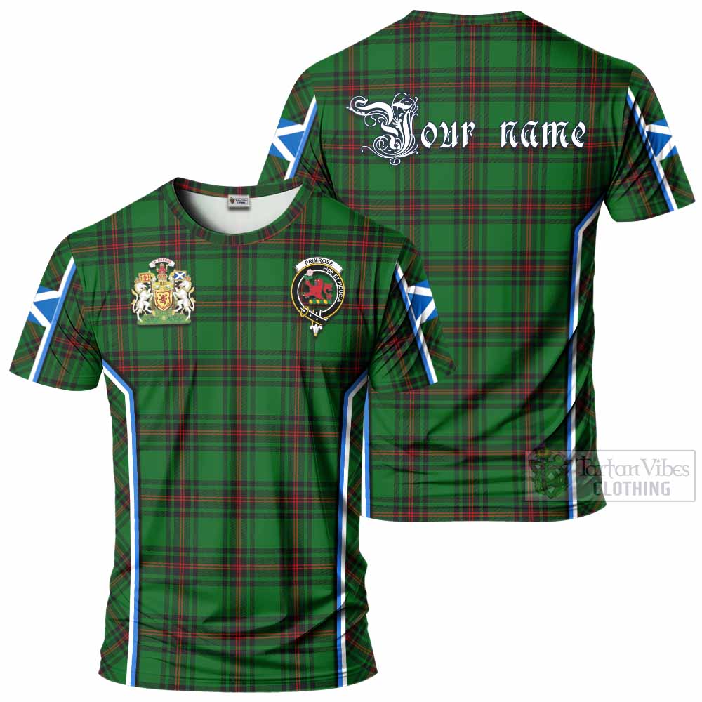 Primrose Tartan Crest T-shirt Scotland Coat of Arm Flag Style - Tartan Vibes Clothing