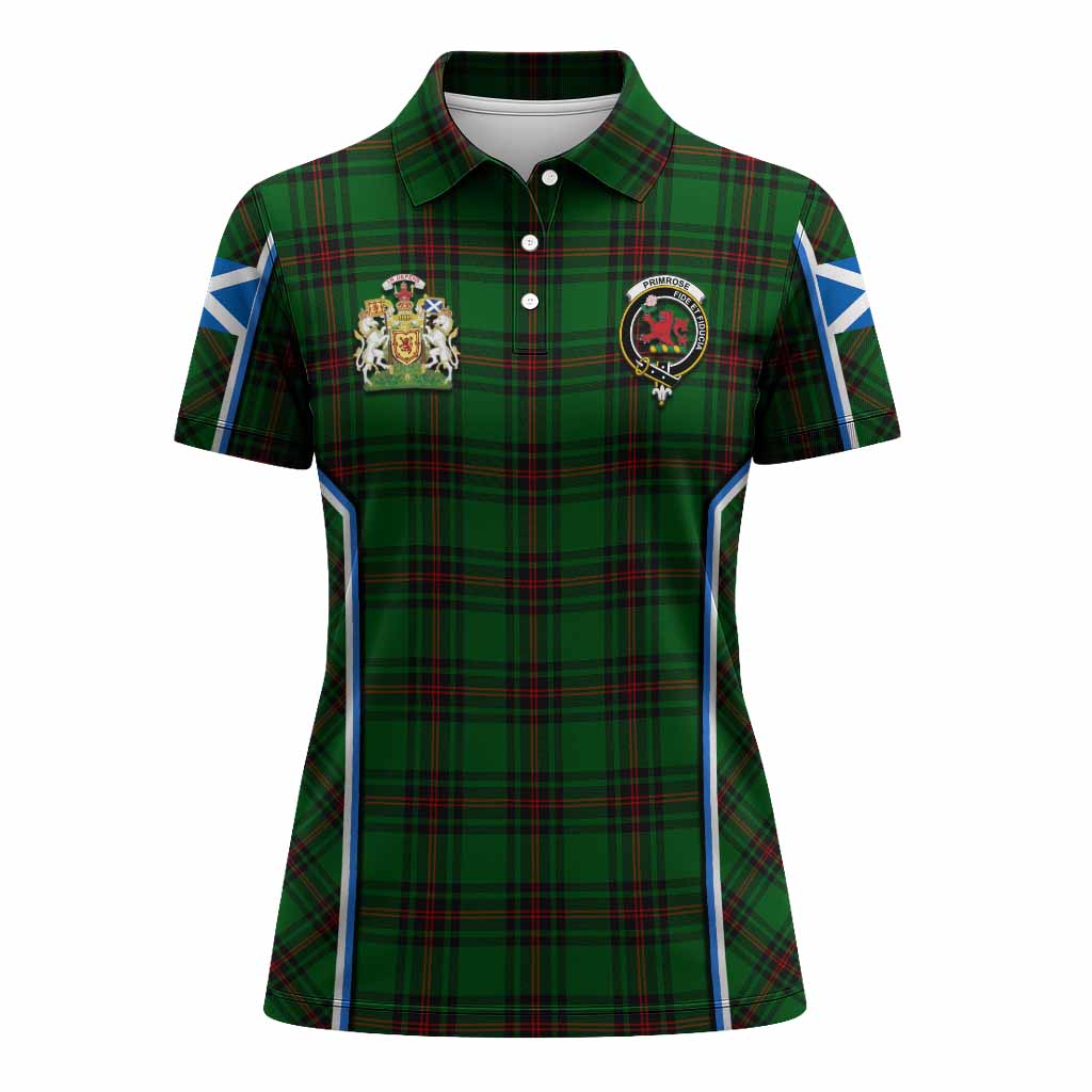 Primrose Tartan Crest Women's Polo Shirt Scotland Coat of Arm Flag Style - Tartan Vibes Clothing