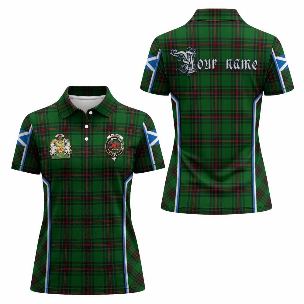 Primrose Tartan Crest Women's Polo Shirt Scotland Coat of Arm Flag Style - Tartan Vibes Clothing