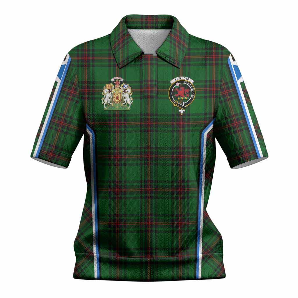 Primrose Tartan Crest Women’s Polo Sweater Top Scotland Coat of Arm Flag Style