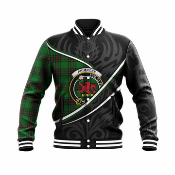Primrose Tartan Family Crest Baseball Jacket Celtic Scottish Thistle Floral