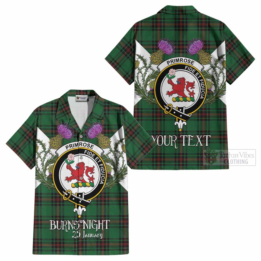 Primrose Tartan Family Crest Cotton Hawaiian Shirt Scottish Burns Night Thistle Floral