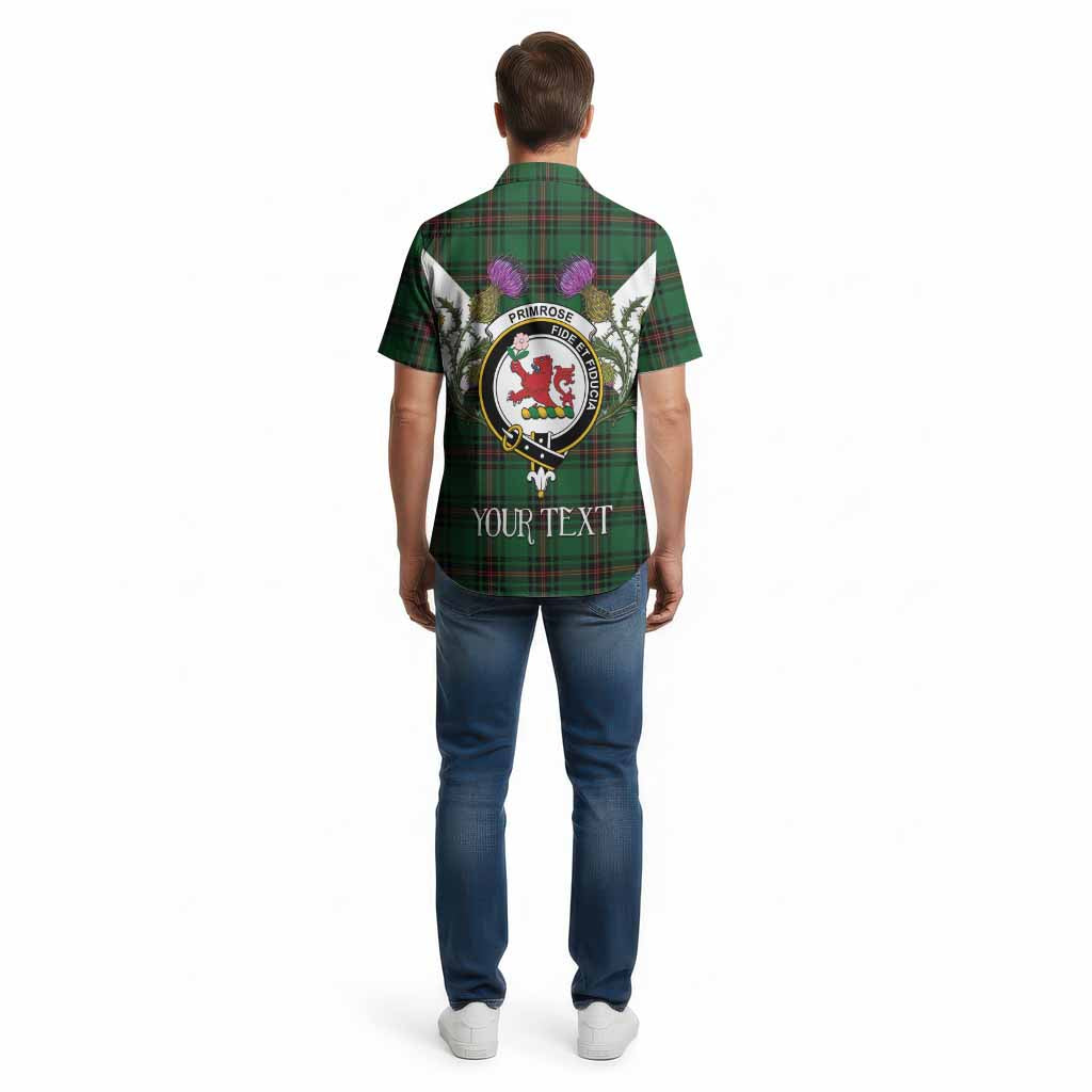 Primrose Tartan Family Crest Cotton Hawaiian Shirt Scottish Burns Night Thistle Floral