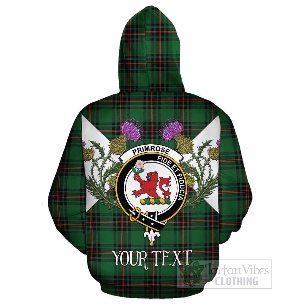 Primrose Tartan Family Crest Cotton Hoodie Scottish Burns Night Thistle Floral