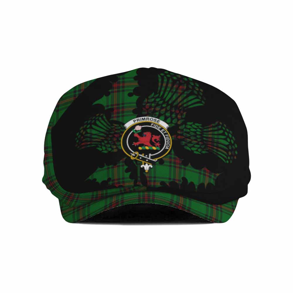 Primrose Tartan Family Crest Flat Cap, Jeff Cap Scotland Thistle Floral