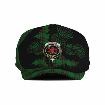 Primrose Tartan Family Crest Flat Cap, Jeff Cap Scotland Thistle Floral