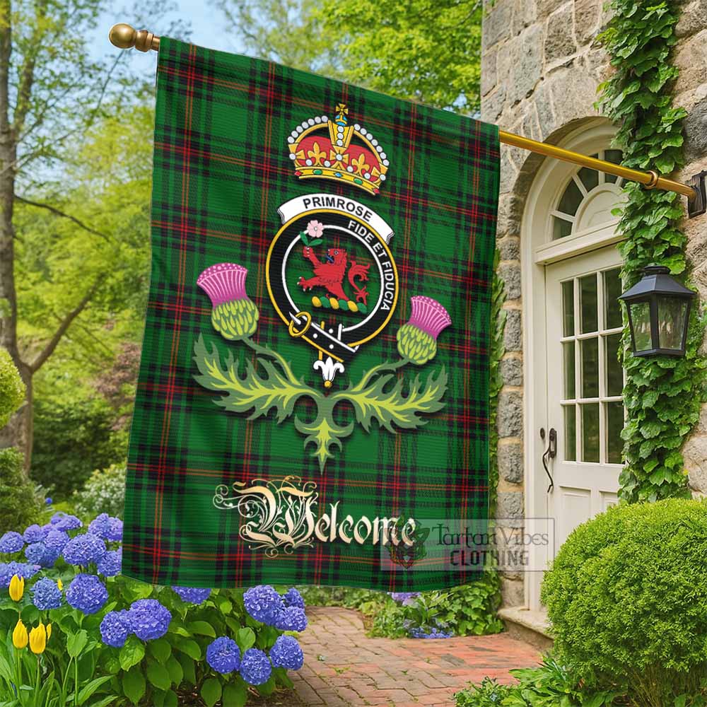 Primrose Tartan Family Crest Garden Flag Royal Thistle Welcome Style - Tartan Vibes Clothing