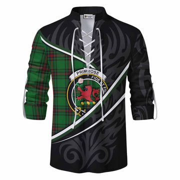 Primrose Tartan Family Crest Ghillie Kilt Shirt Celtic Scottish Thistle Floral