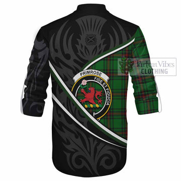 Primrose Tartan Family Crest Ghillie Kilt Shirt Celtic Scottish Thistle Floral