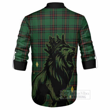 Primrose Tartan Family Crest Ghillie Shirt Crowned Lion Roaring