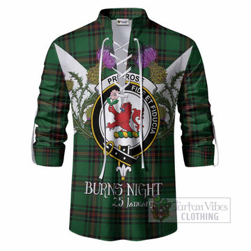 Primrose Tartan Family Crest Ghillie Shirt Scottish Burns Night Thistle Floral