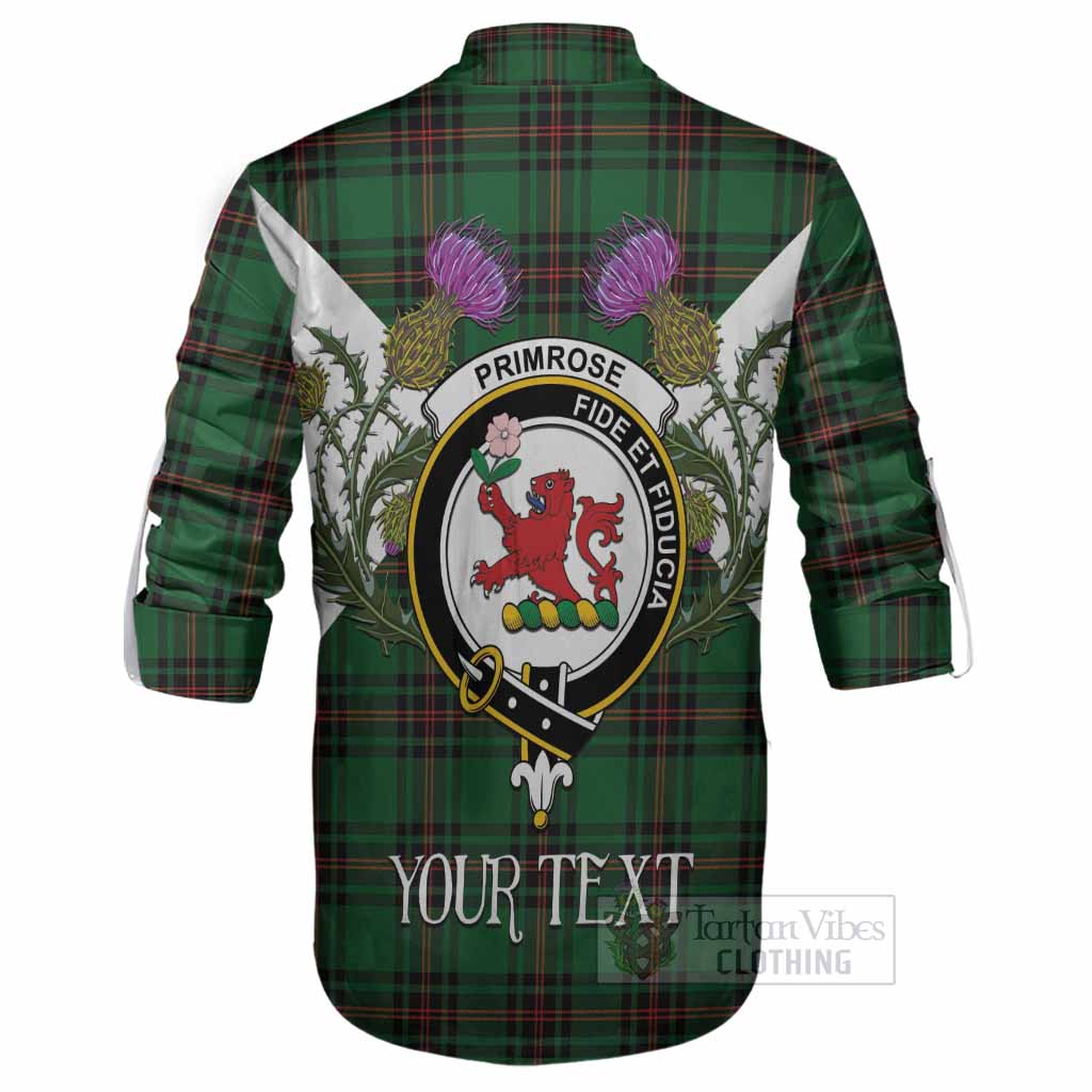 Primrose Tartan Family Crest Ghillie Shirt Scottish Burns Night Thistle Floral