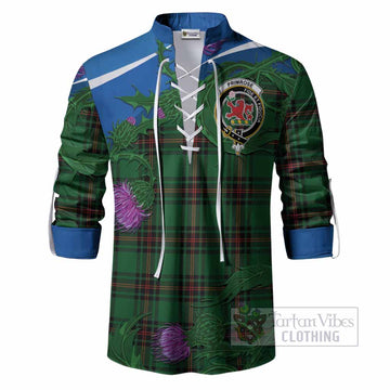 Primrose Tartan Family Crest Ghillie Shirt Thistle in Minimalism