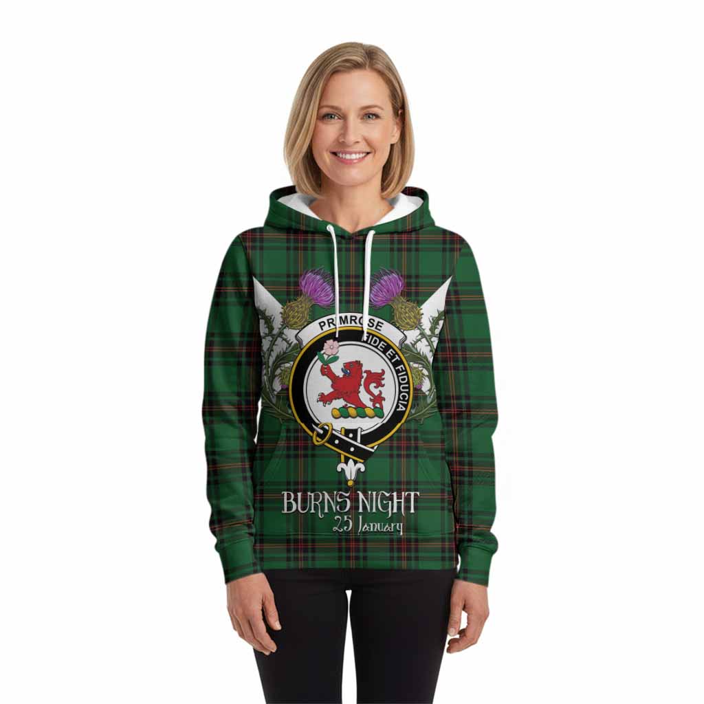 Primrose Tartan Family Crest Hoodie Scottish Burns Night Thistle Floral