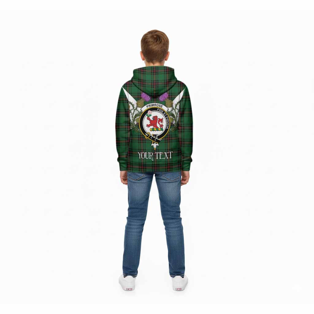 Primrose Tartan Family Crest Kid Hoodie Scottish Burns Night Thistle Floral