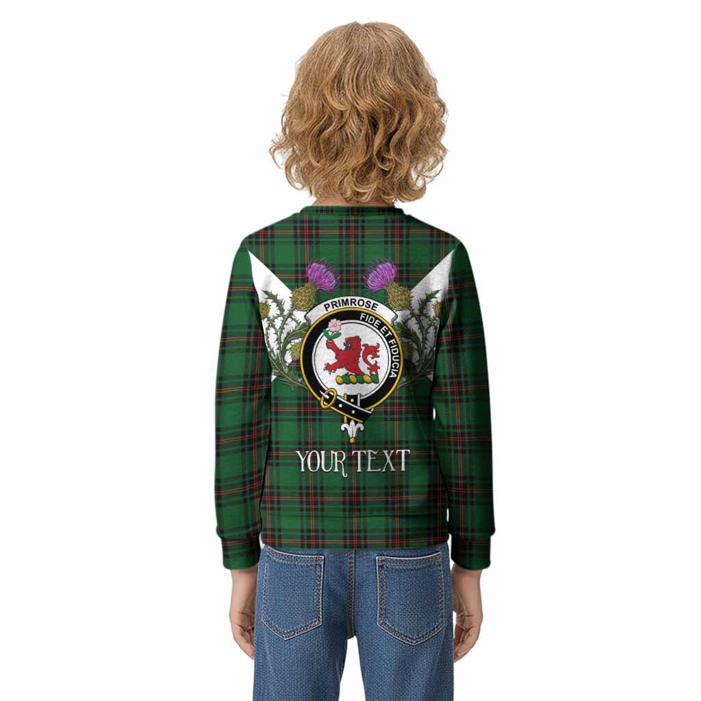 Primrose Tartan Family Crest Kid Knitted Sweatshirt Scottish Burns Night Thistle Floral
