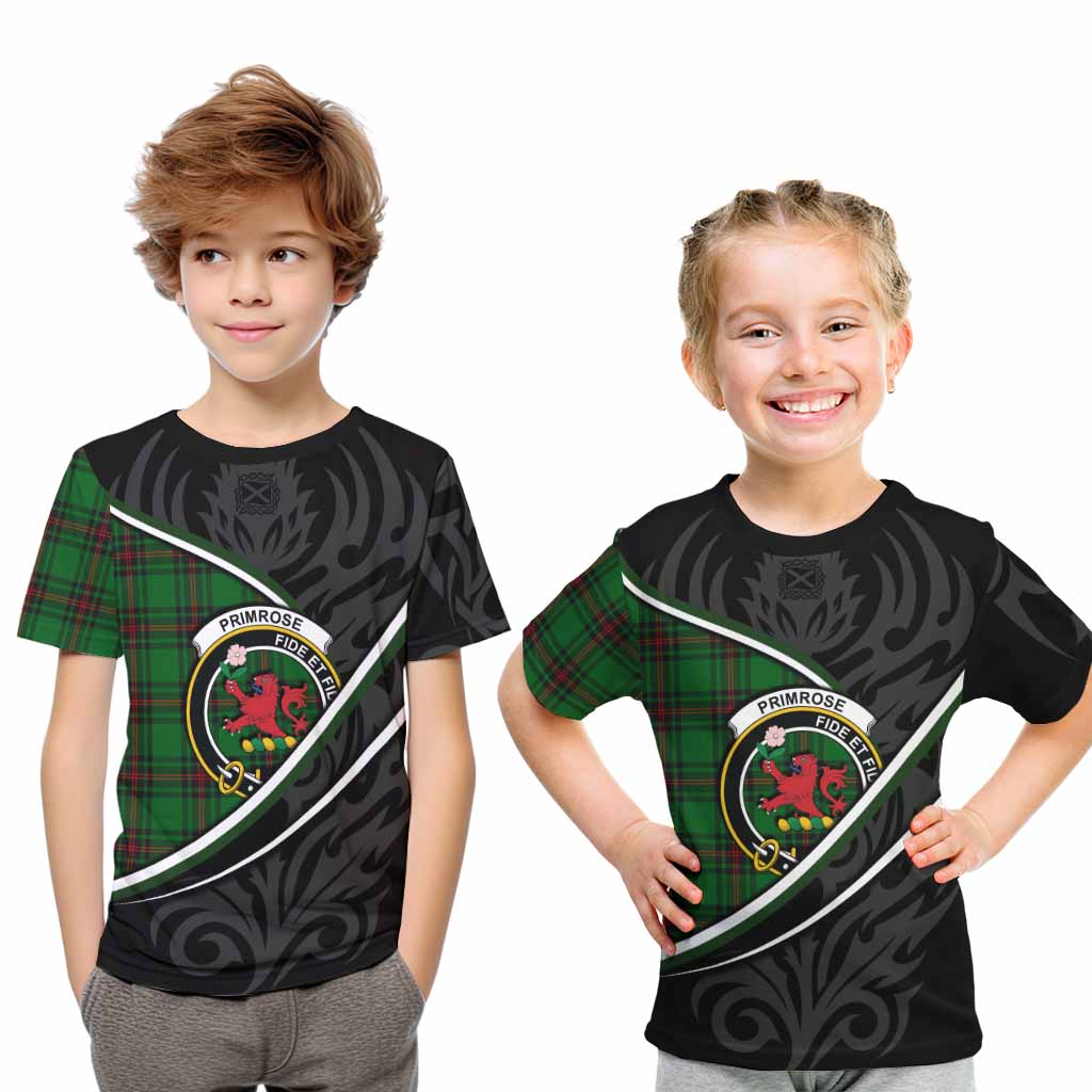 Primrose Tartan Family Crest Kid T-shirt Celtic Scottish Thistle Floral - Tartan Vibes Clothing