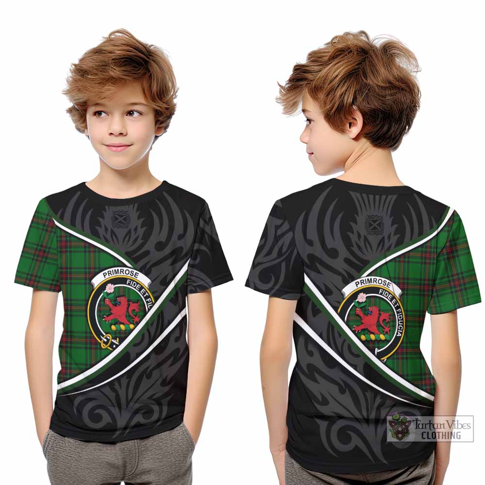 Primrose Tartan Family Crest Kid T-shirt Celtic Scottish Thistle Floral - Tartan Vibes Clothing