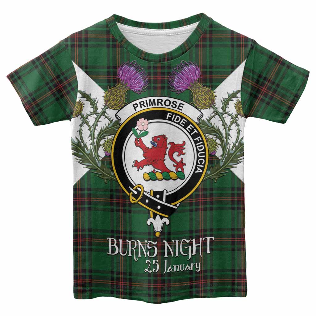 Primrose Tartan Family Crest Kid T-shirt Scottish Burns Night Thistle Floral