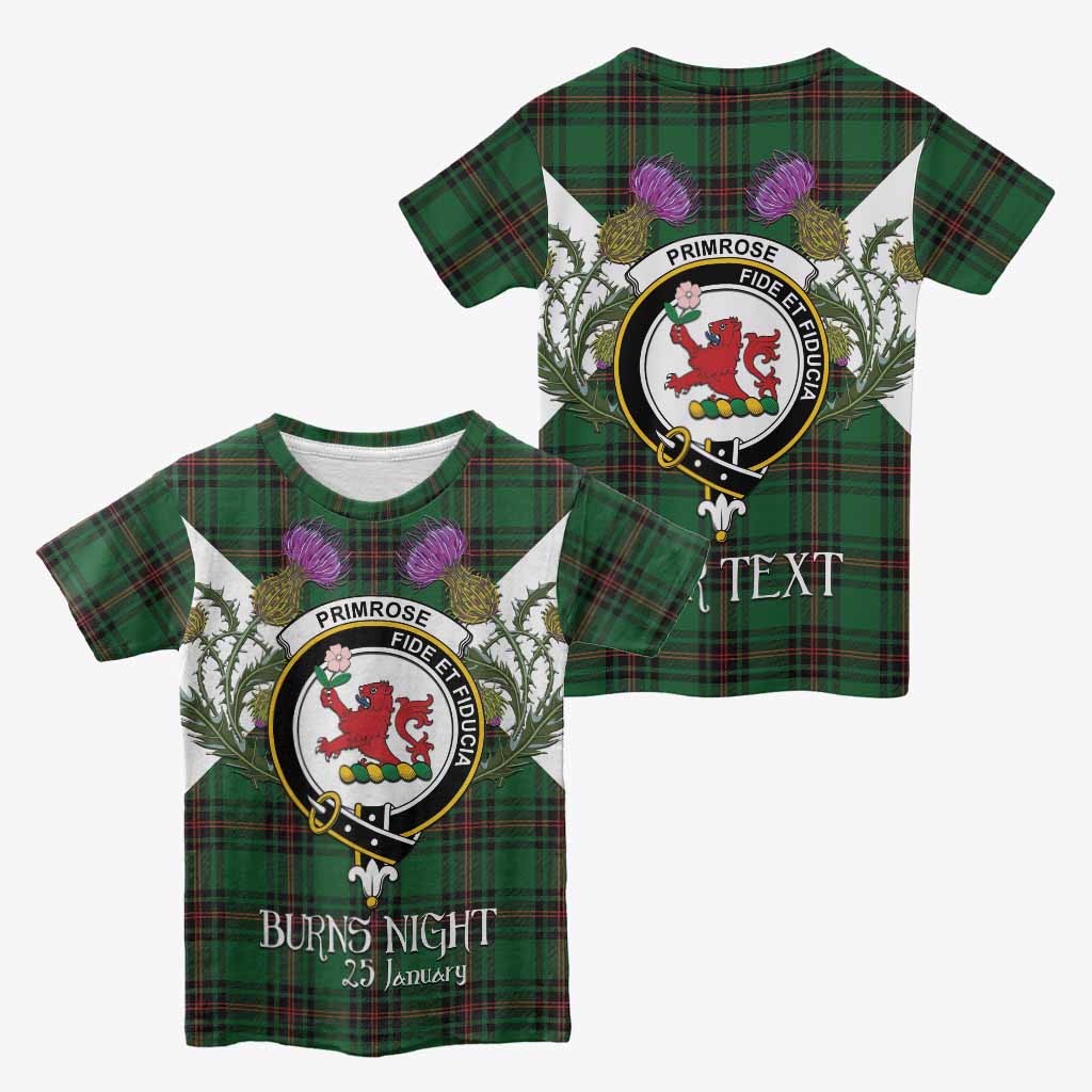 Primrose Tartan Family Crest Kid T-shirt Scottish Burns Night Thistle Floral