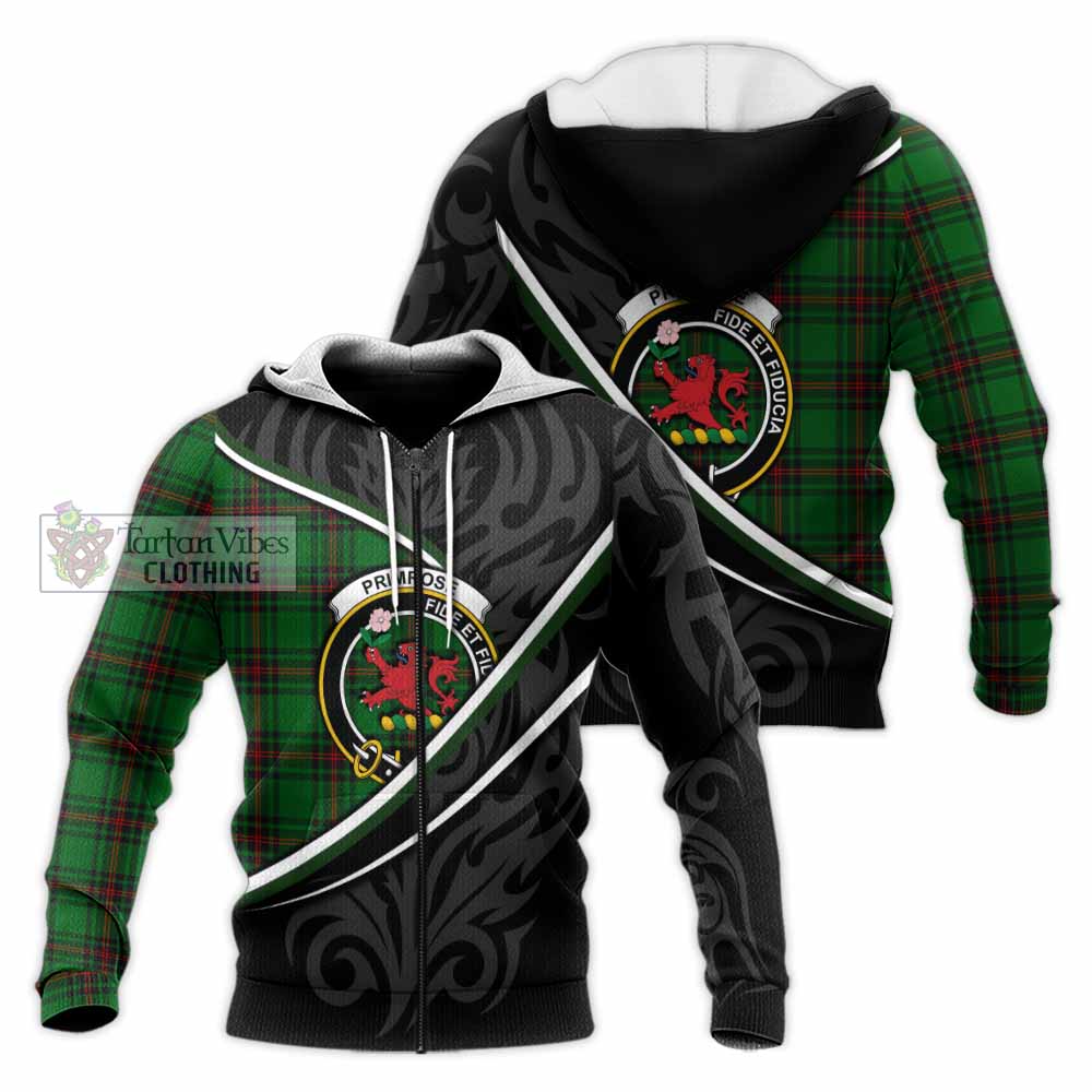 Primrose Tartan Family Crest Knitted Hoodie Celtic Scottish Thistle Floral - Tartan Vibes Clothing