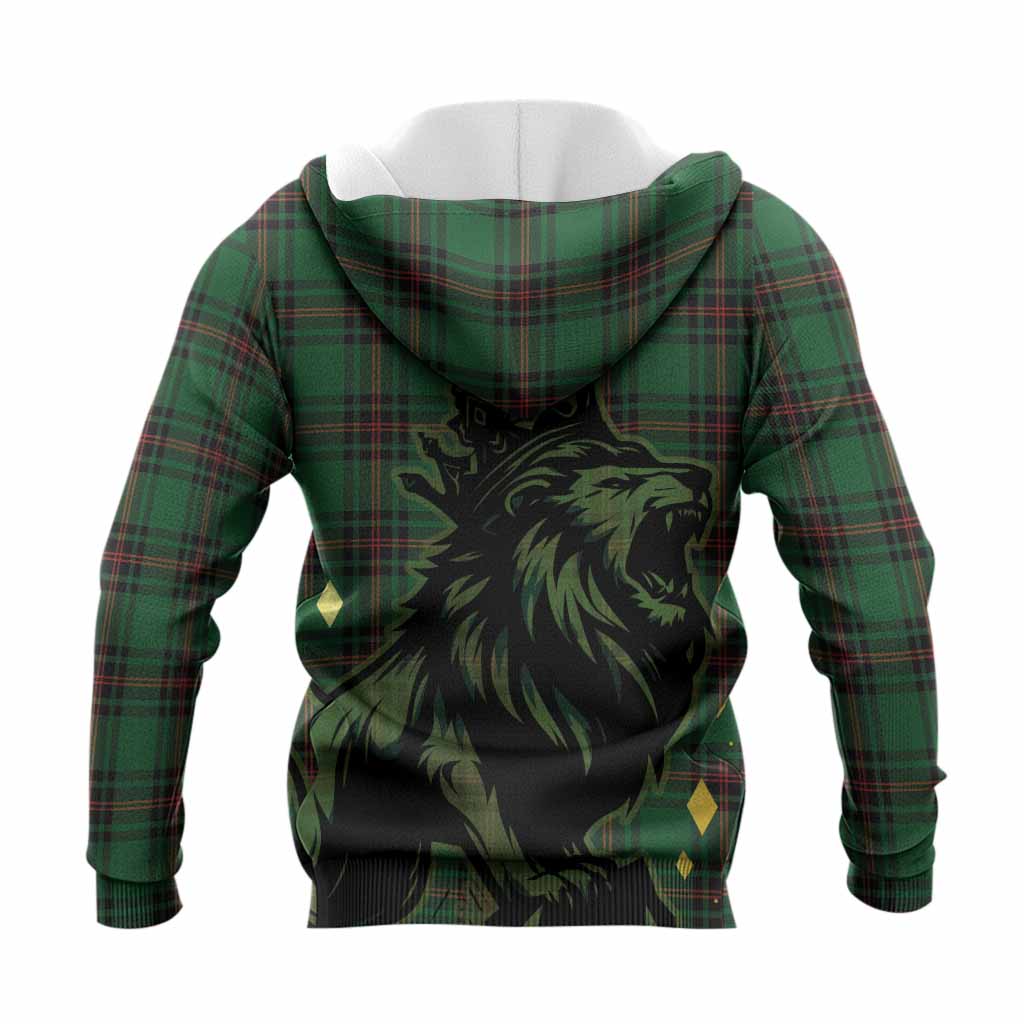 Primrose Tartan Family Crest Knitted Hoodie Crowned Lion Roaring