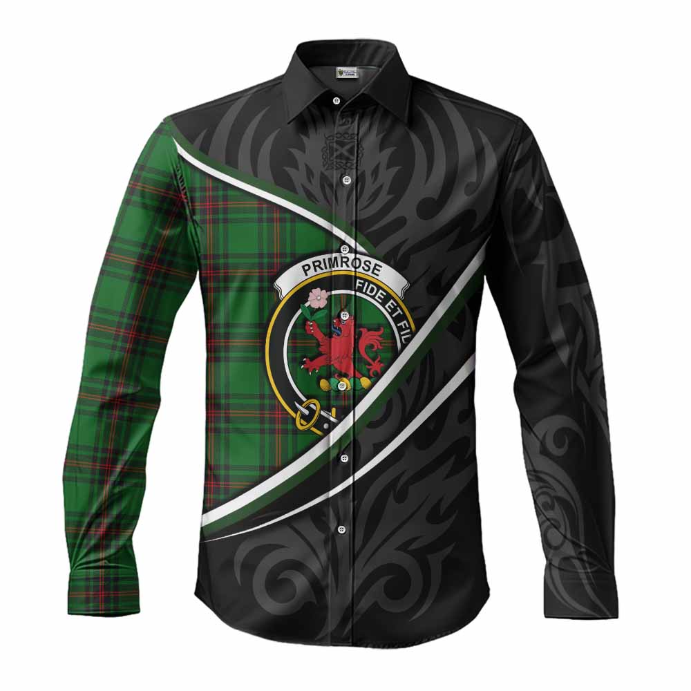 Primrose Tartan Family Crest Long Sleeve Button Shirts Celtic Scottish Thistle Floral - Tartan Vibes Clothing