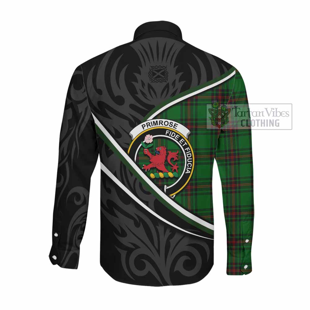 Primrose Tartan Family Crest Long Sleeve Button Shirts Celtic Scottish Thistle Floral - Tartan Vibes Clothing