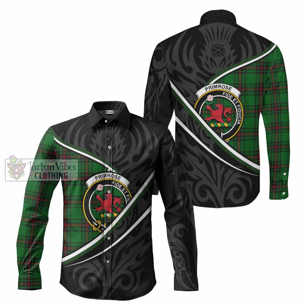 Primrose Tartan Family Crest Long Sleeve Button Shirts Celtic Scottish Thistle Floral - Tartan Vibes Clothing