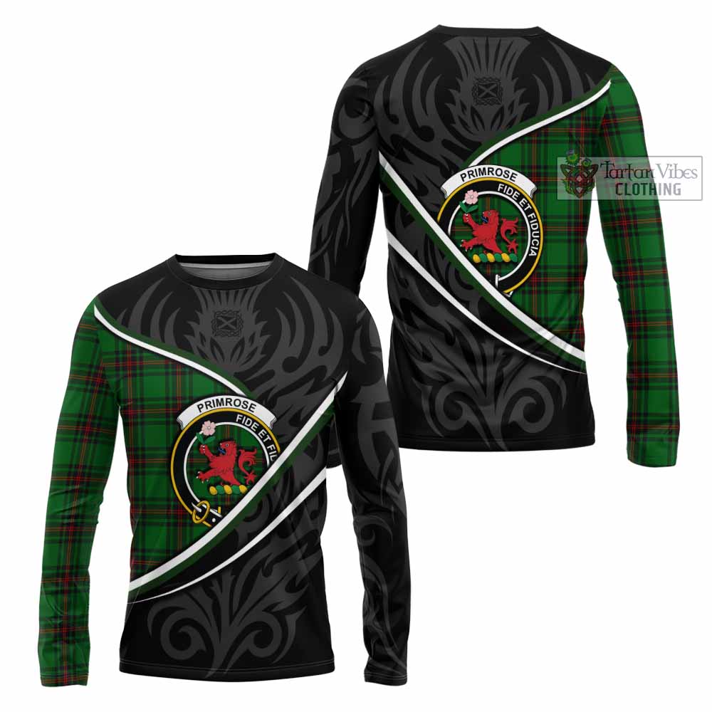 Primrose Tartan Family Crest Long Sleeve T-Shirt Celtic Scottish Thistle Floral - Tartan Vibes Clothing