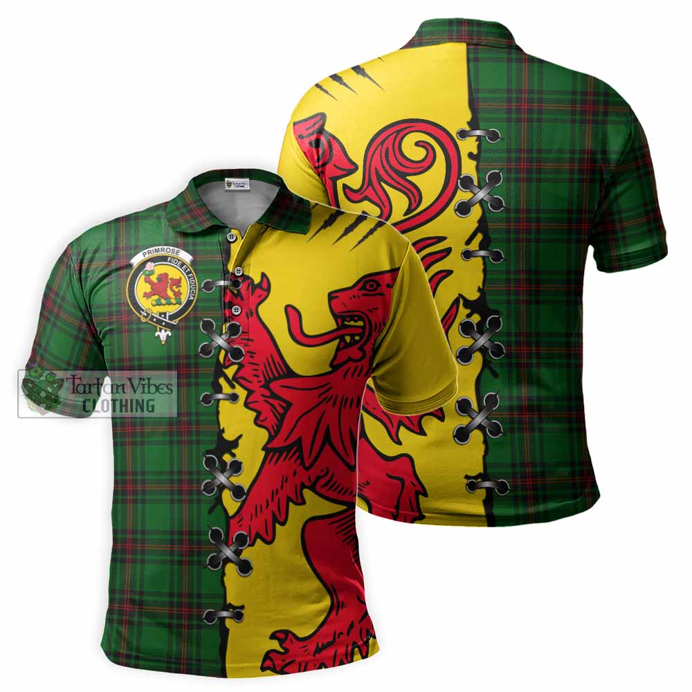 Primrose Tartan Family Crest Polo Shirt Lion Rampant Honor - Tartan Vibes Clothing