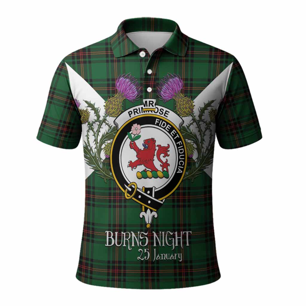 Primrose Tartan Family Crest Polo Shirt Scottish Burns Night Thistle Floral