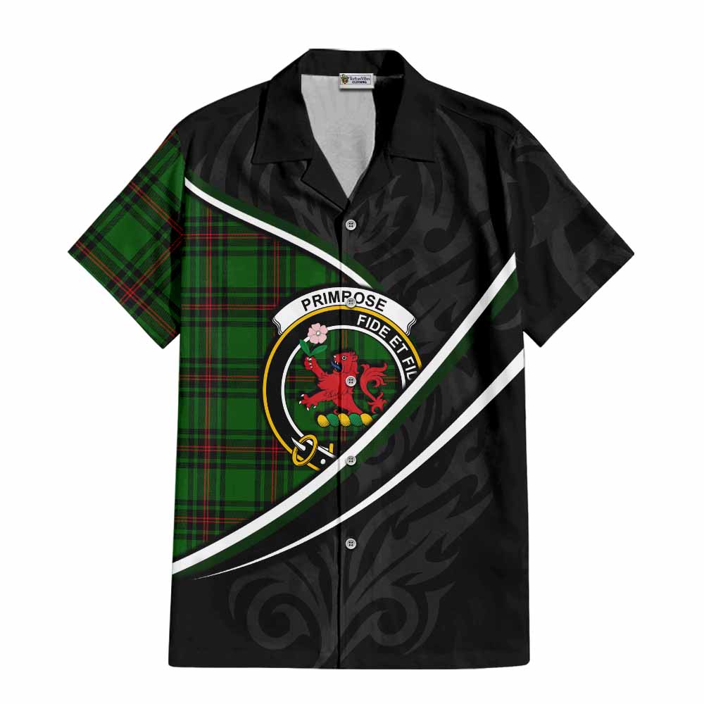 Primrose Tartan Family Crest Short Sleeve Button Shirt Celtic Scottish Thistle Floral - Tartan Vibes Clothing