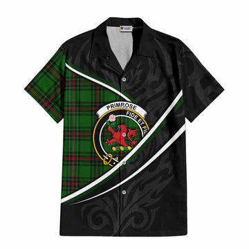 Primrose Tartan Family Crest Short Sleeve Button Shirt Celtic Scottish Thistle Floral - Tartan Vibes Clothing