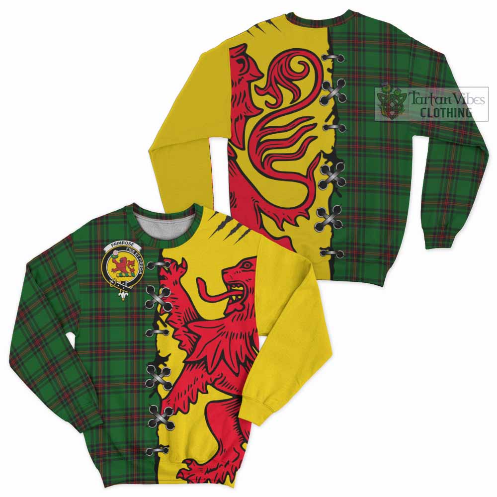 Primrose Tartan Family Crest Sweatshirt Lion Rampant Honor - Tartan Vibes Clothing