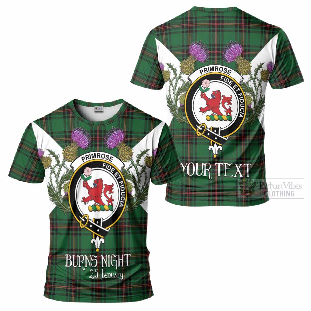 Primrose Tartan Family Crest T-Shirt Scottish Burns Night Thistle Floral