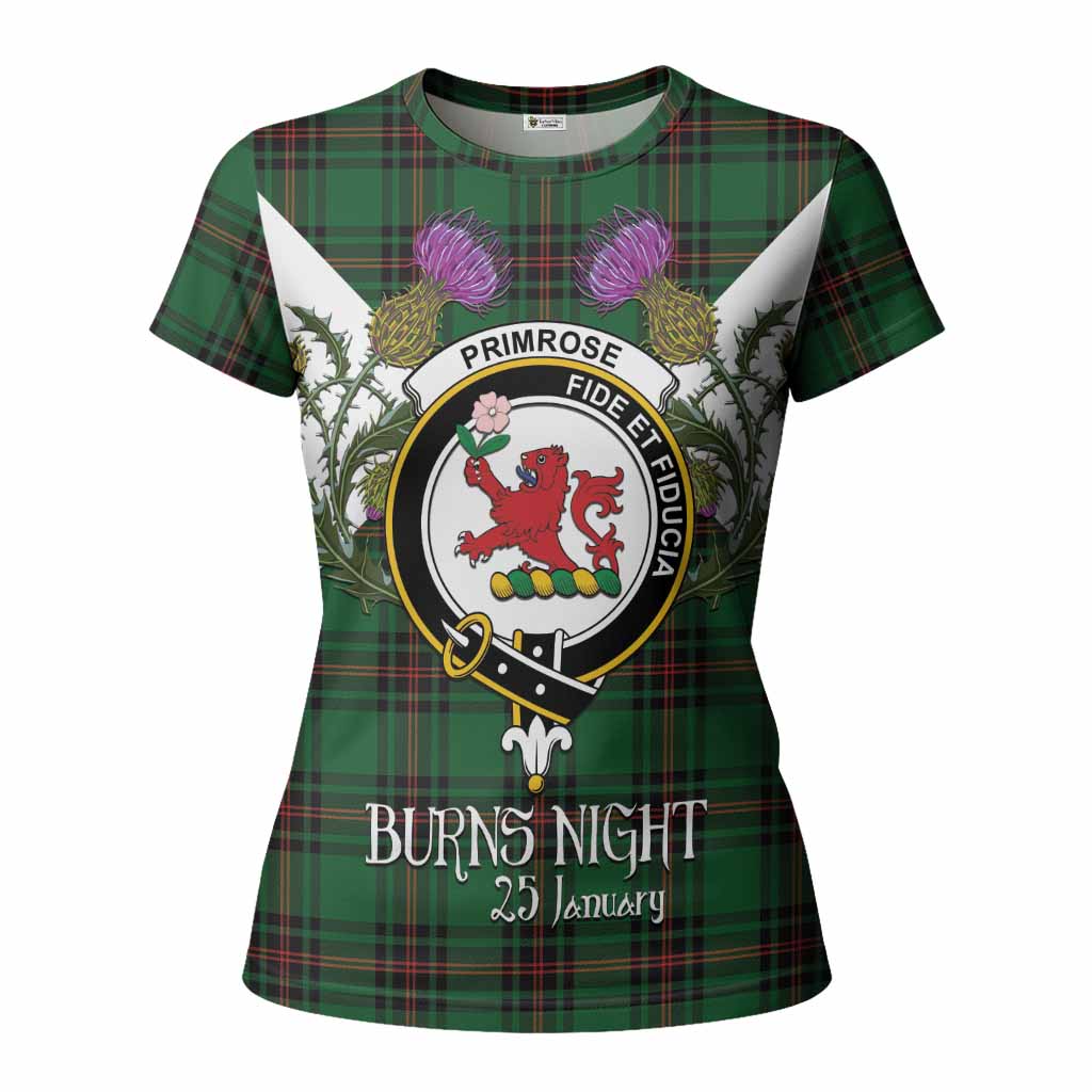 Primrose Tartan Family Crest Women T shirt Scottish Burns Night Thistle Floral
