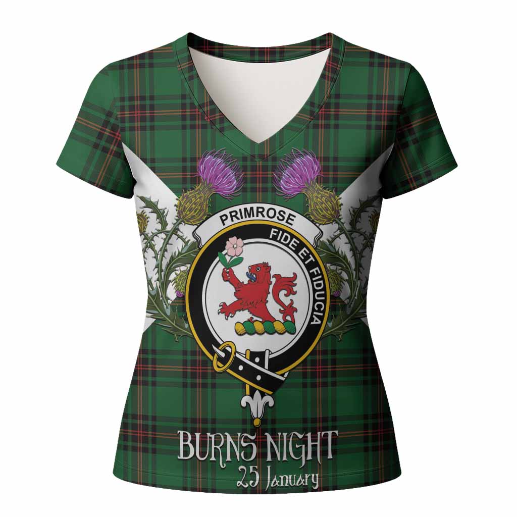 Primrose Tartan Family Crest Women T shirt Scottish Burns Night Thistle Floral