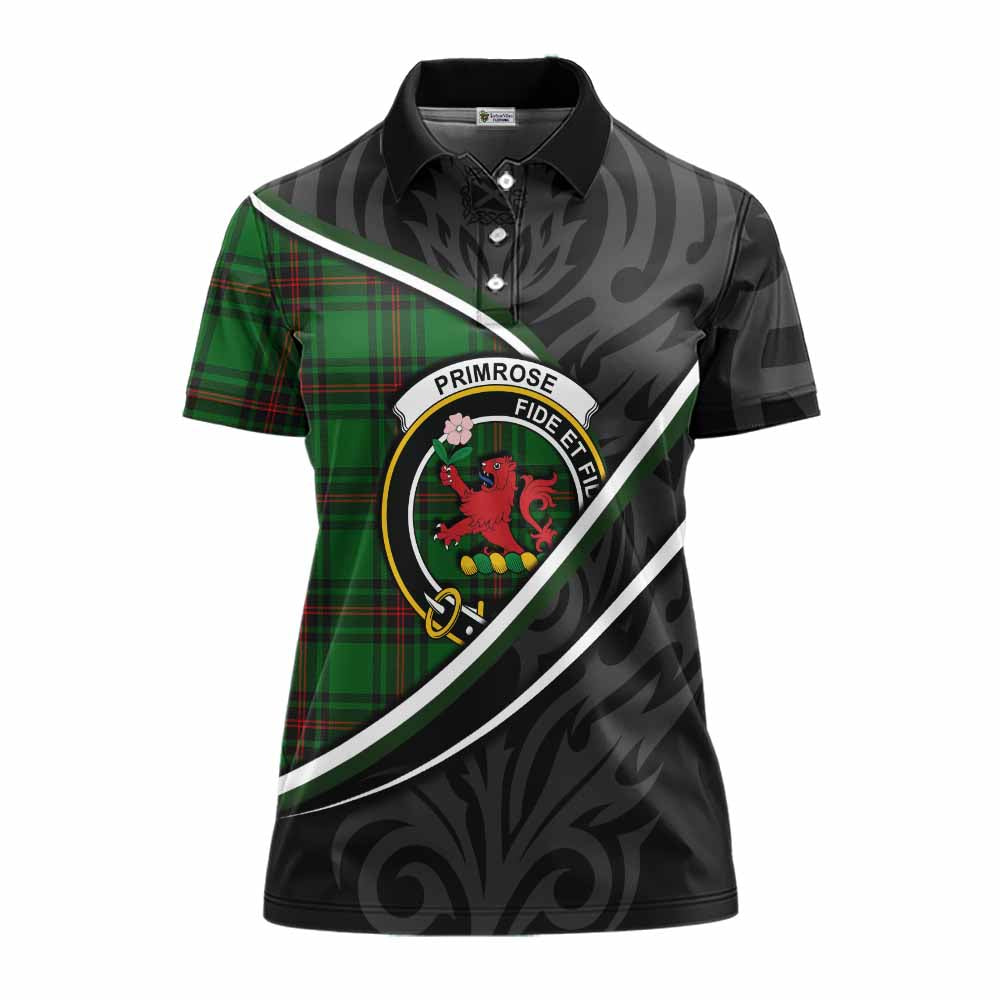 Primrose Tartan Family Crest Women's Polo Shirt Celtic Scottish Thistle Floral - Tartan Vibes Clothing