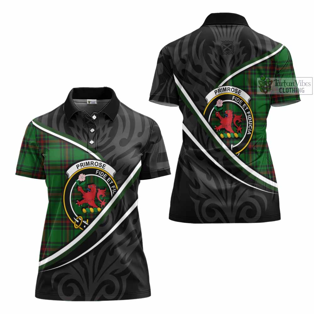 Primrose Tartan Family Crest Women's Polo Shirt Celtic Scottish Thistle Floral - Tartan Vibes Clothing