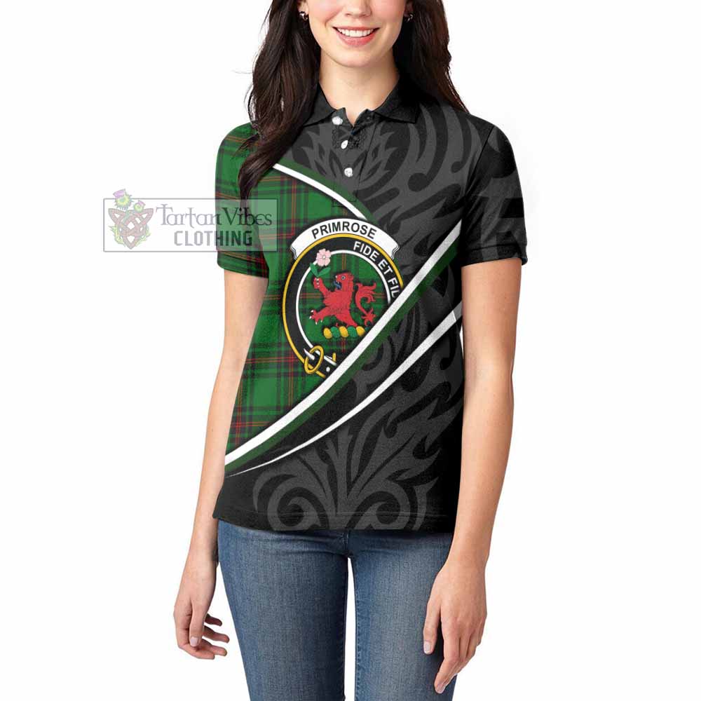 Primrose Tartan Family Crest Women's Polo Shirt Celtic Scottish Thistle Floral - Tartan Vibes Clothing