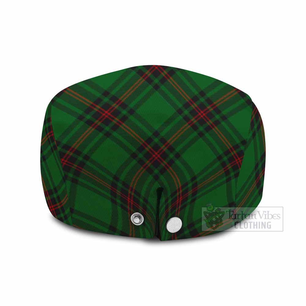Primrose Tartan Flat Cap, Jeff Cap Cross Style with Family Crest - Tartan Vibes Clothing