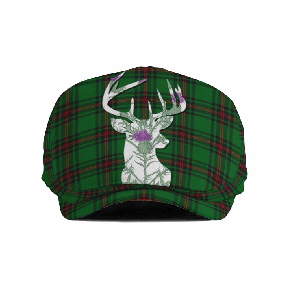 Primrose Tartan Flat Cap, Jeff Cap Scottish Stag Thistle Floral Art