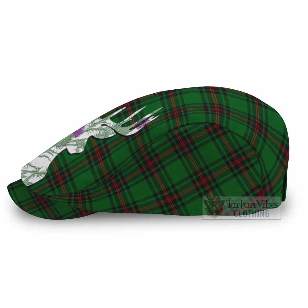 Primrose Tartan Flat Cap, Jeff Cap Scottish Stag Thistle Floral Art