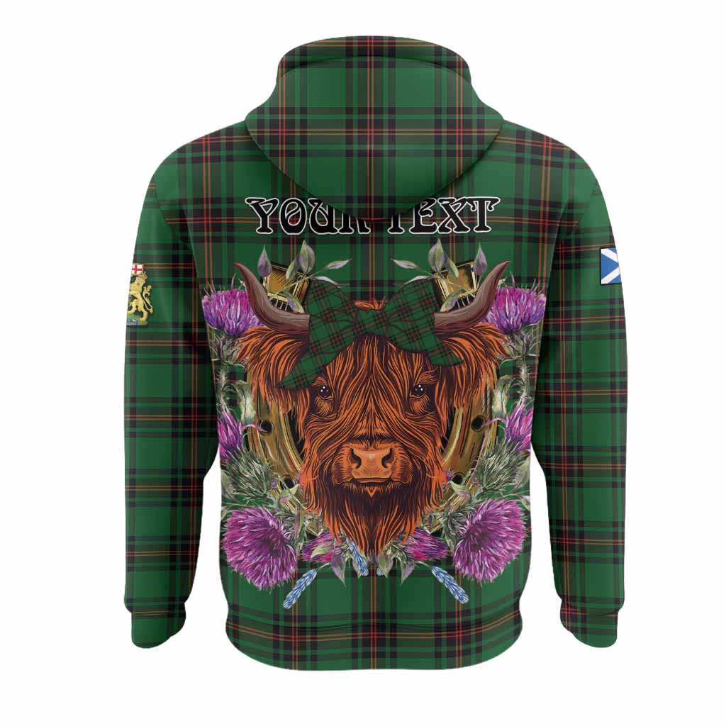 Primrose Tartan Hoodie Scottish Thistle Heilan Coo