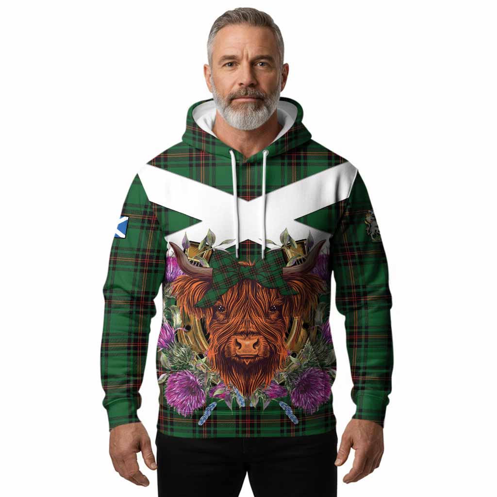 Primrose Tartan Hoodie Scottish Thistle Heilan Coo